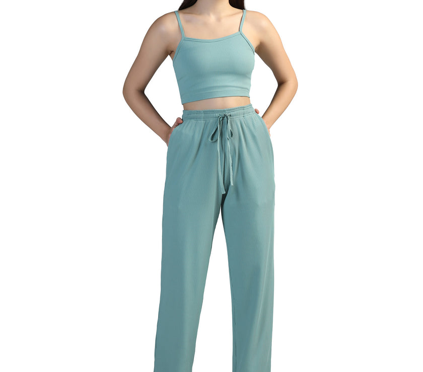 Women Strappy Crop Top with Trousers