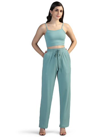 Women Strappy Crop Top with Trousers