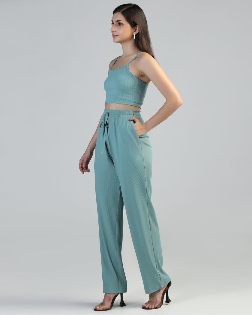 Women Strappy Crop Top with Trousers