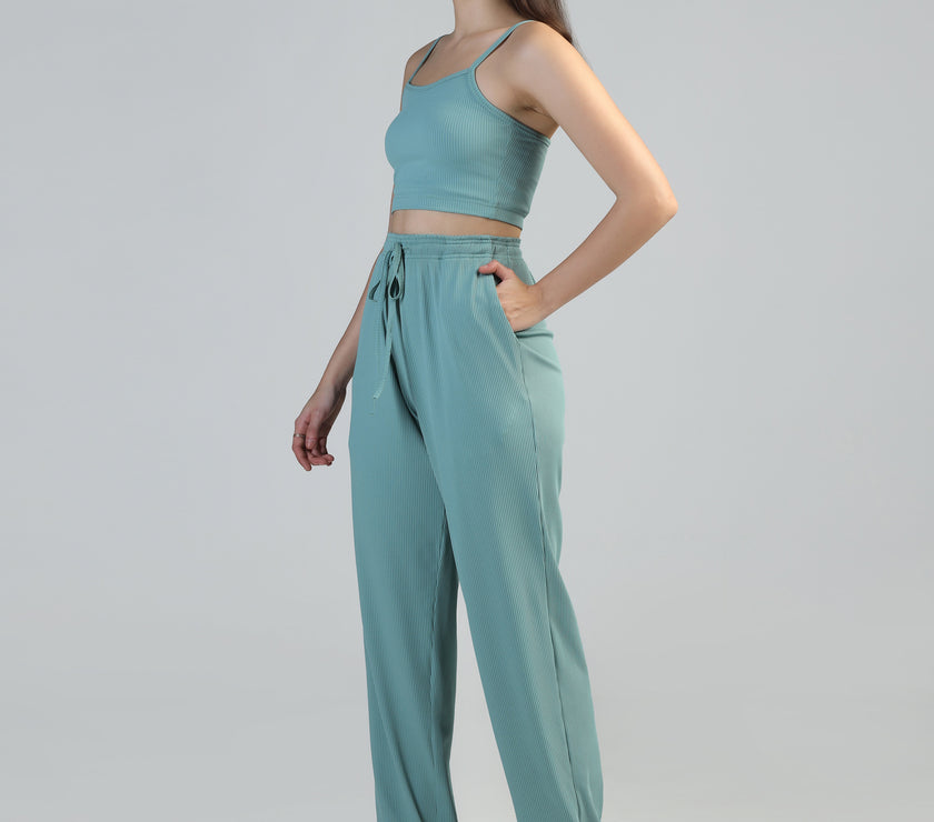 Women Strappy Crop Top with Trousers