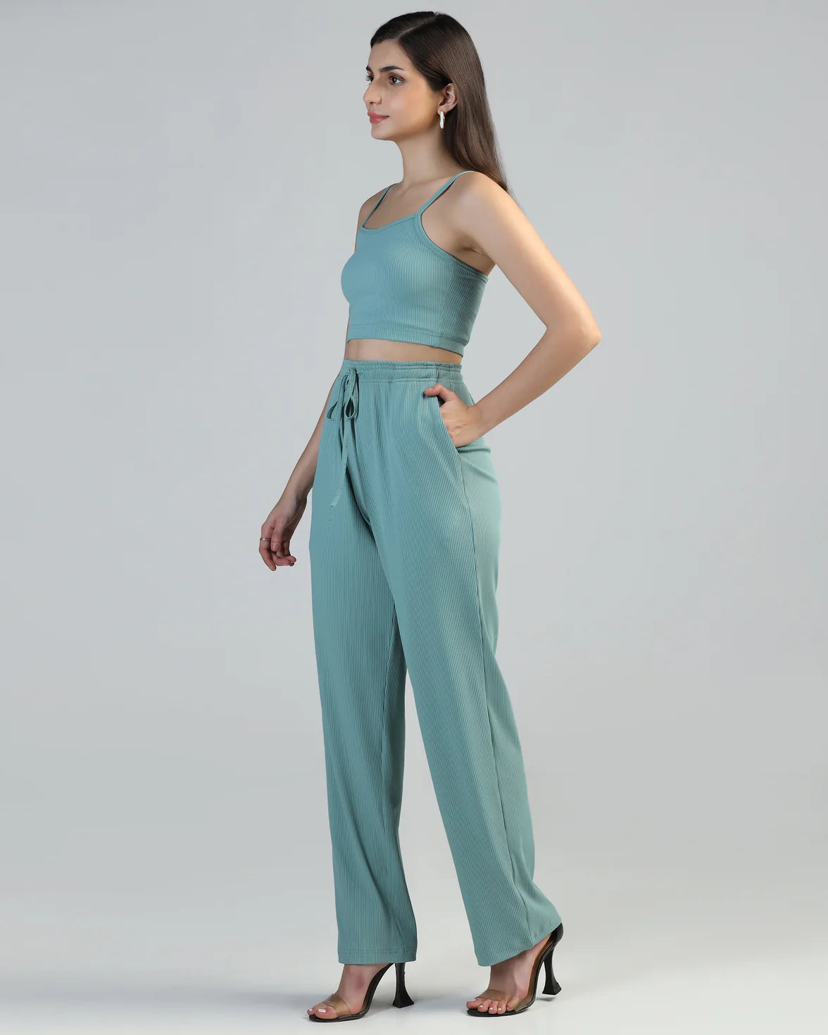 Women Strappy Crop Top with Trousers
