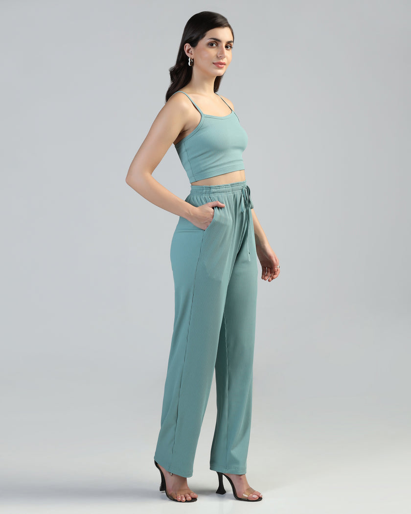 Women Strappy Crop Top with Trousers