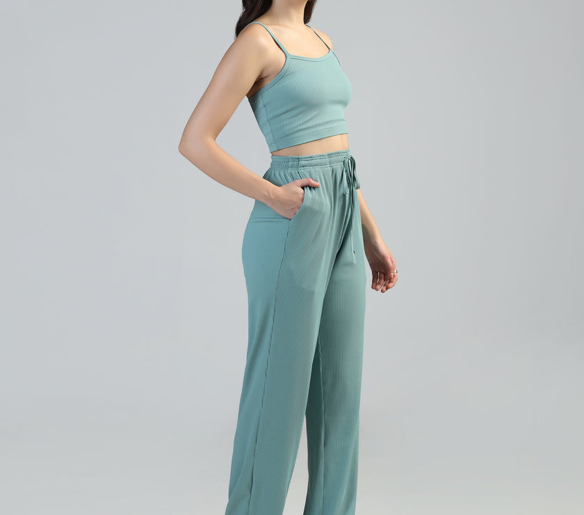 Women Strappy Crop Top with Trousers