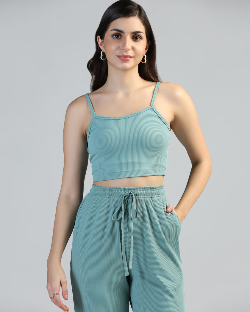 Women Strappy Crop Top with Trousers