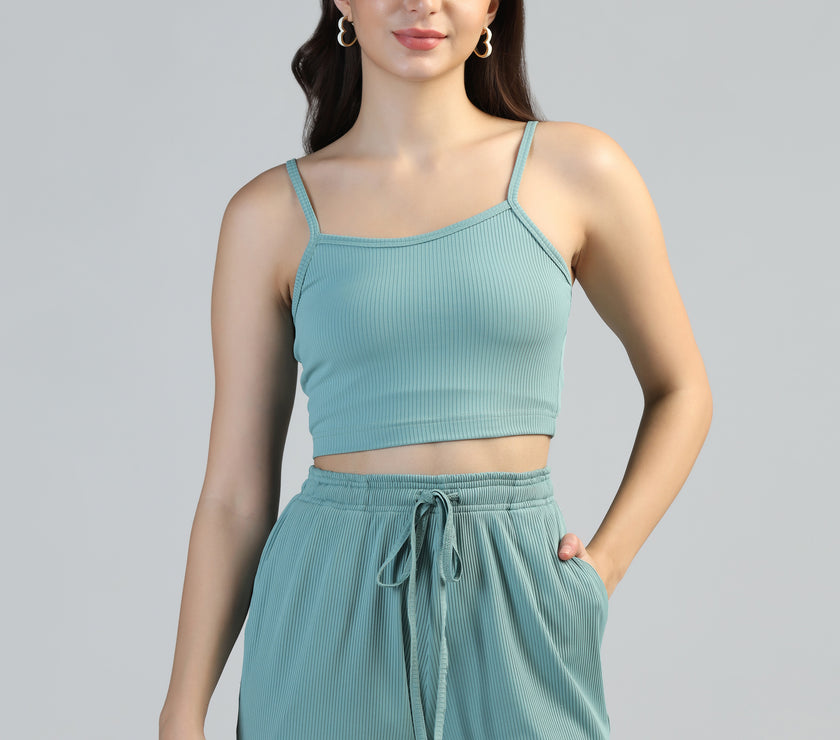 Women Strappy Crop Top with Trousers
