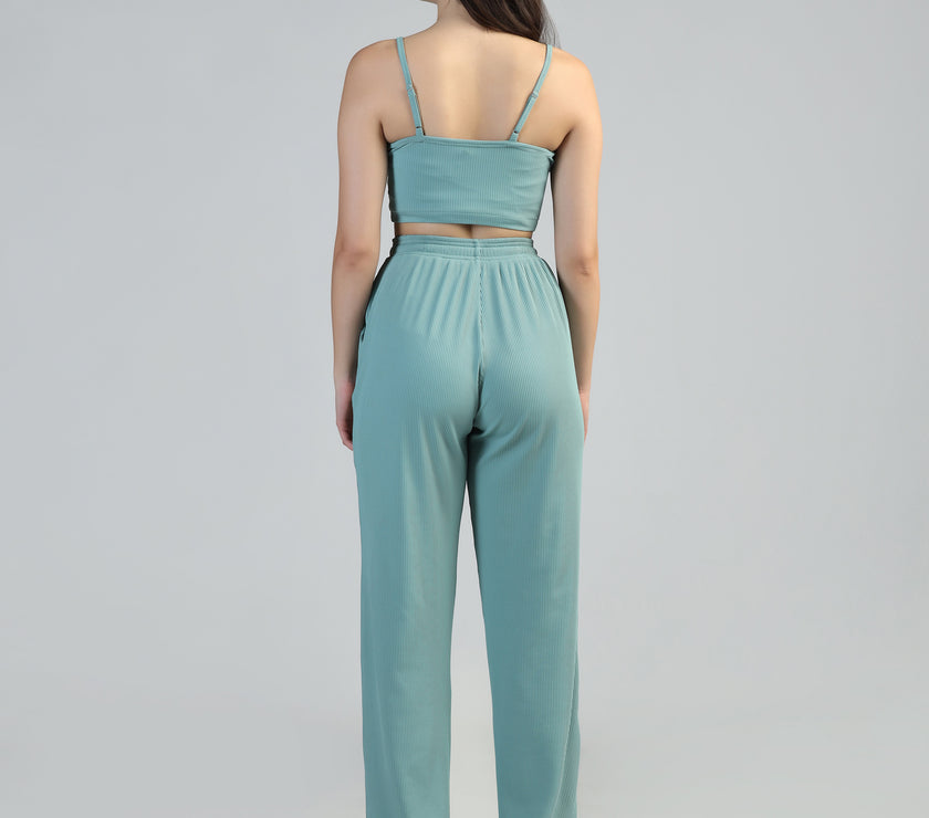Women Strappy Crop Top with Trousers
