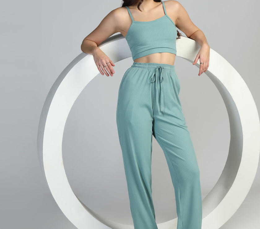 Women Strappy Crop Top with Trousers