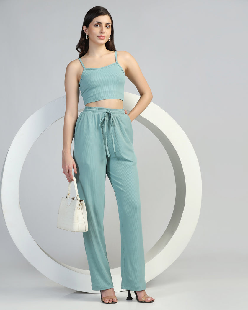 Women Strappy Crop Top with Trousers