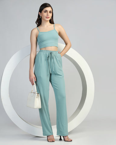 Women Strappy Crop Top with Trousers