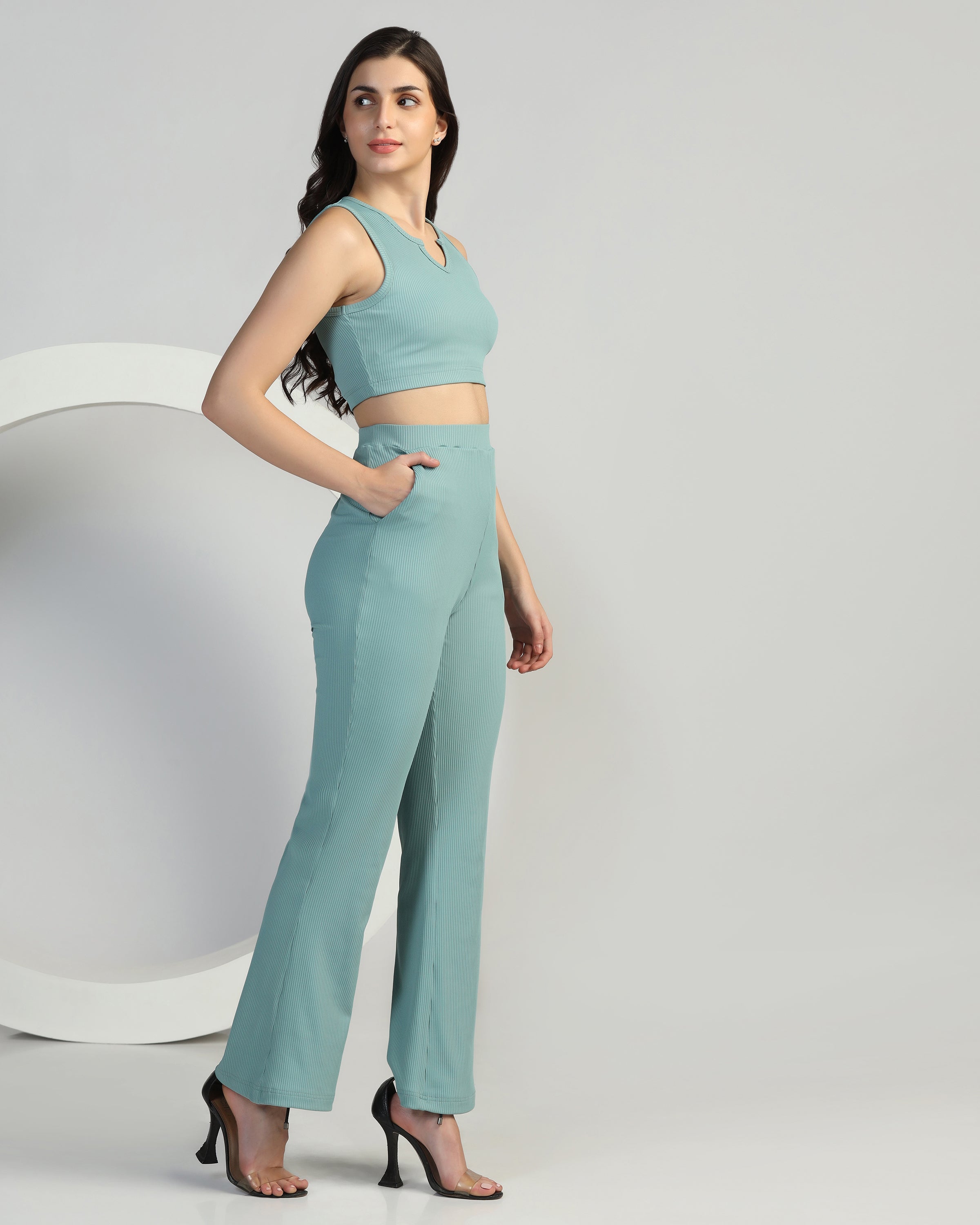 Boat-Neck Top with Palazzos Set