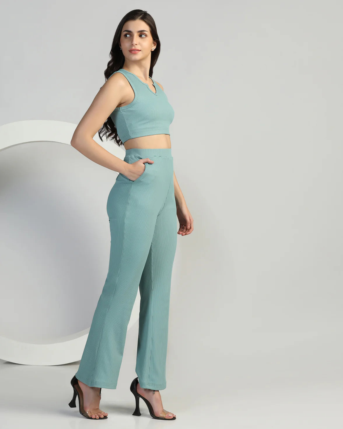 Boat-Neck Top with Palazzos Set