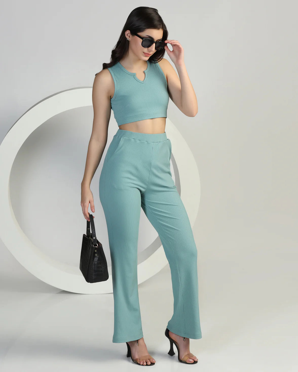 Boat-Neck Top with Palazzos Set