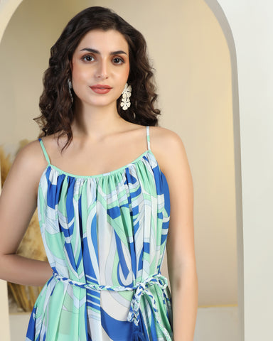 Tropical Print Fit & Flare Mini Dress