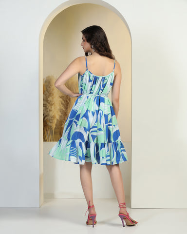 Tropical Print Fit & Flare Mini Dress
