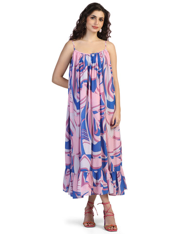 Floral Print A-Line Midi Dress