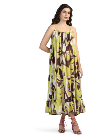 Floral Print A-Line Midi Dress