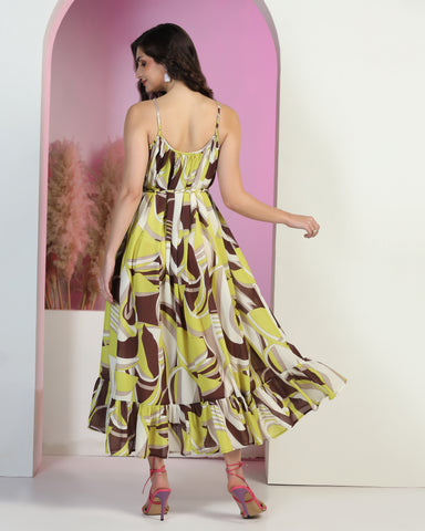 Floral Print A-Line Midi Dress