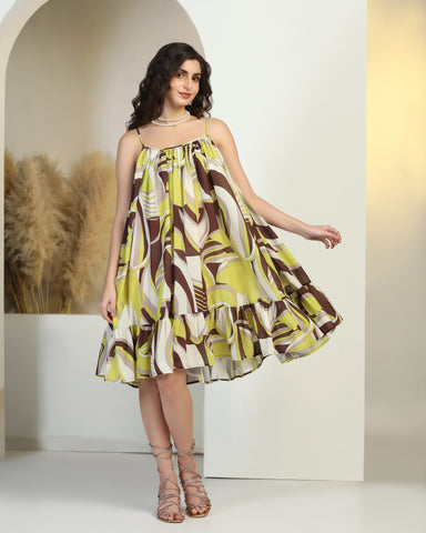 Tropical Print Fit & Flare Mini Dress