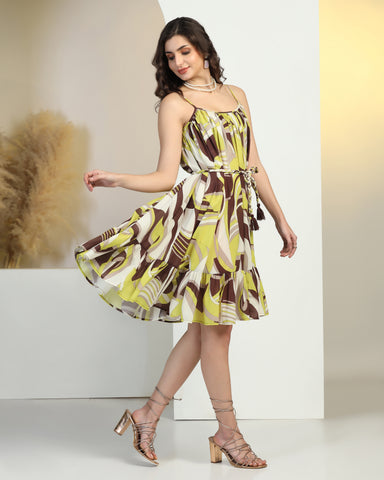 Tropical Print Fit & Flare Mini Dress