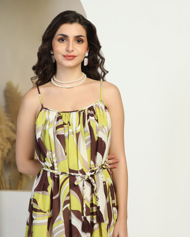 Tropical Print Fit & Flare Mini Dress