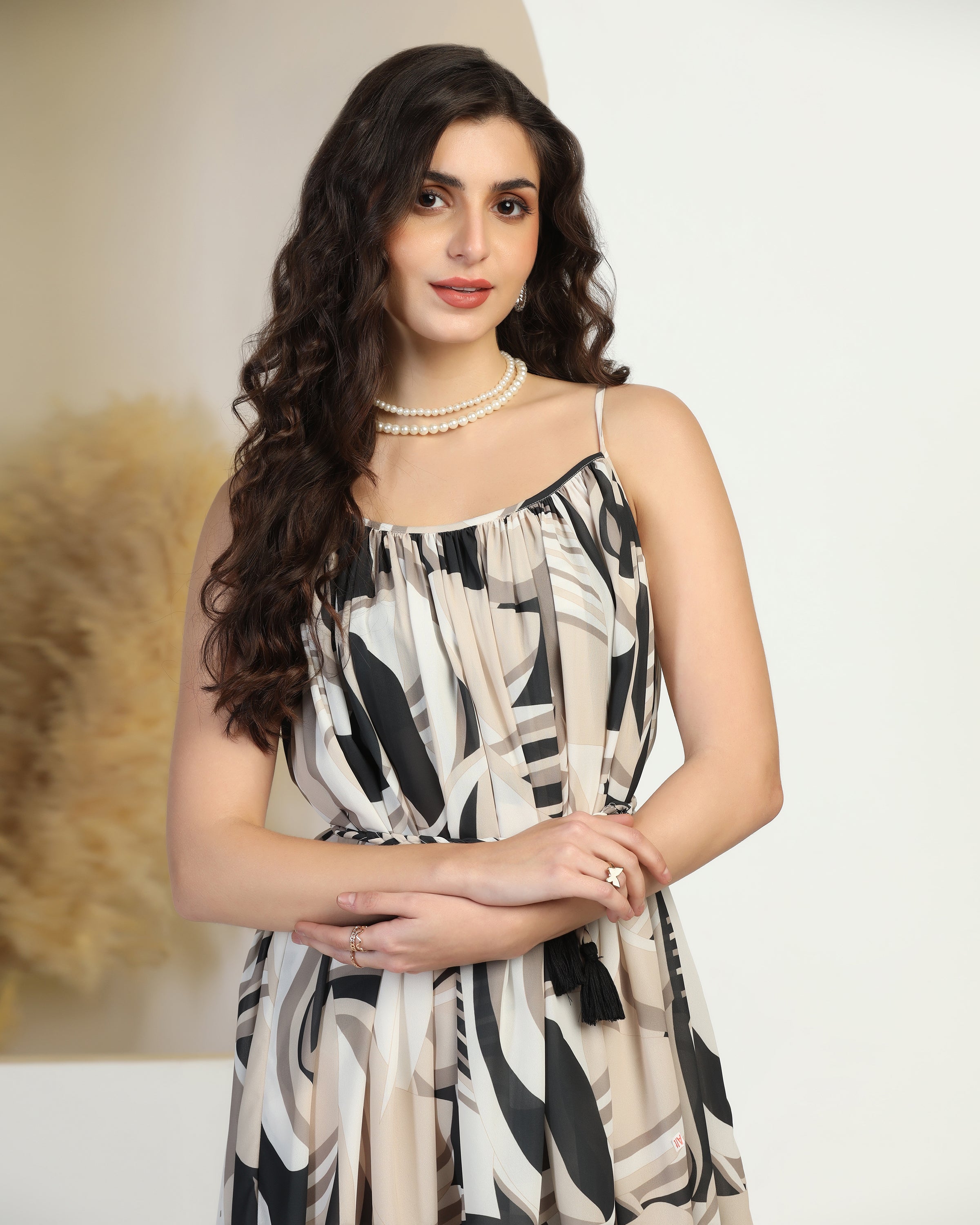 Tropical Print Fit & Flare Mini Dress