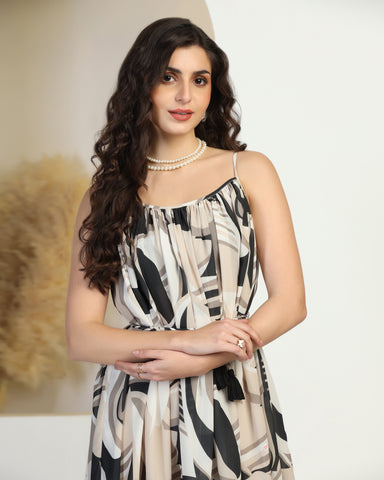 Tropical Print Fit & Flare Mini Dress