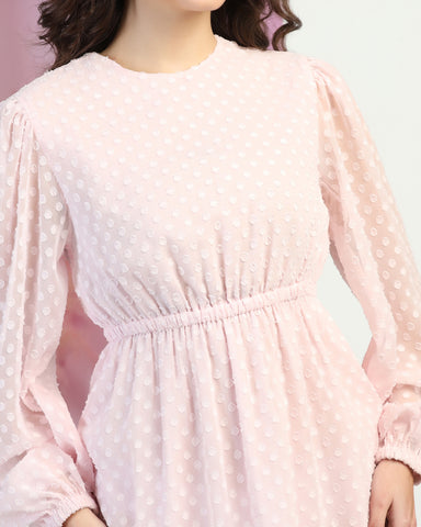 Women Jacquard Georgette Woven Fit & Flared Mini Dress