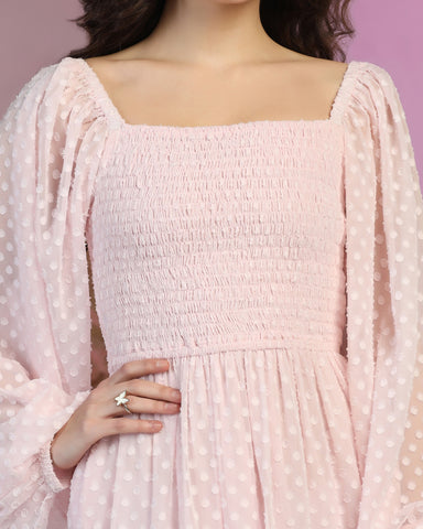 Women's Jacquard Smocked Fit & Flare Maxi Dress