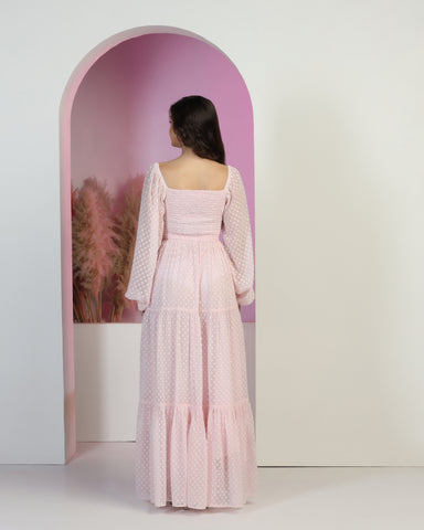 Women's Jacquard Smocked Fit & Flare Maxi Dress