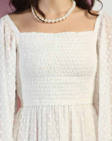 Women's Jacquard Smocked Fit & Flare Maxi Dress