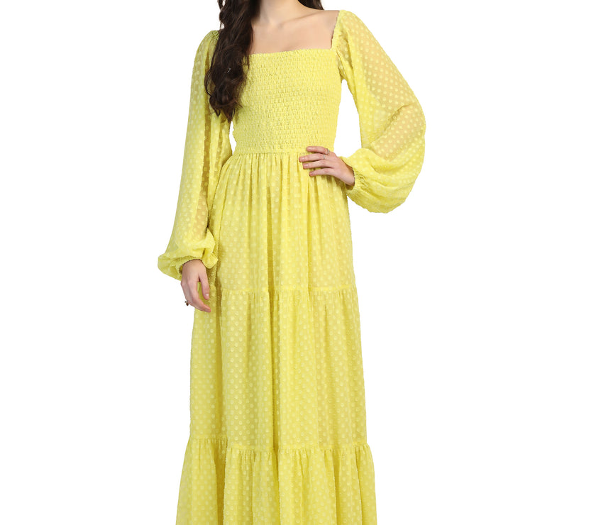 Women's Jacquard Smocked Fit & Flare Maxi Dress