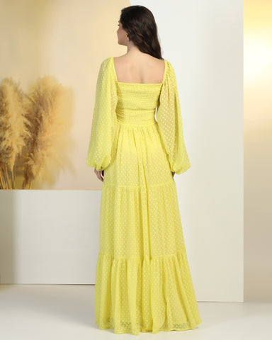 Women's Jacquard Smocked Fit & Flare Maxi Dress