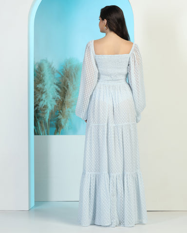 Women's Jacquard Smocked Fit & Flare Maxi Dress