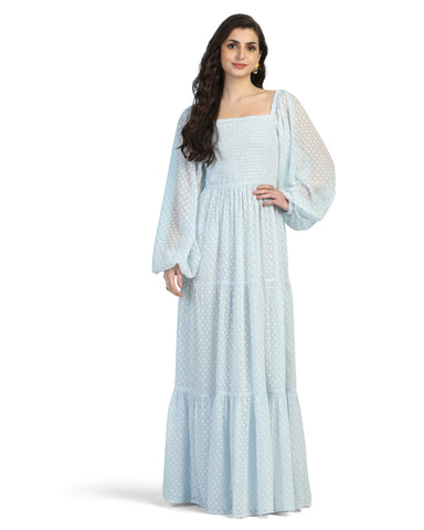 Women's Jacquard Smocked Fit & Flare Maxi Dress