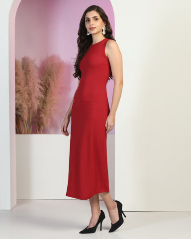 Women Round-Neck Midi Dress