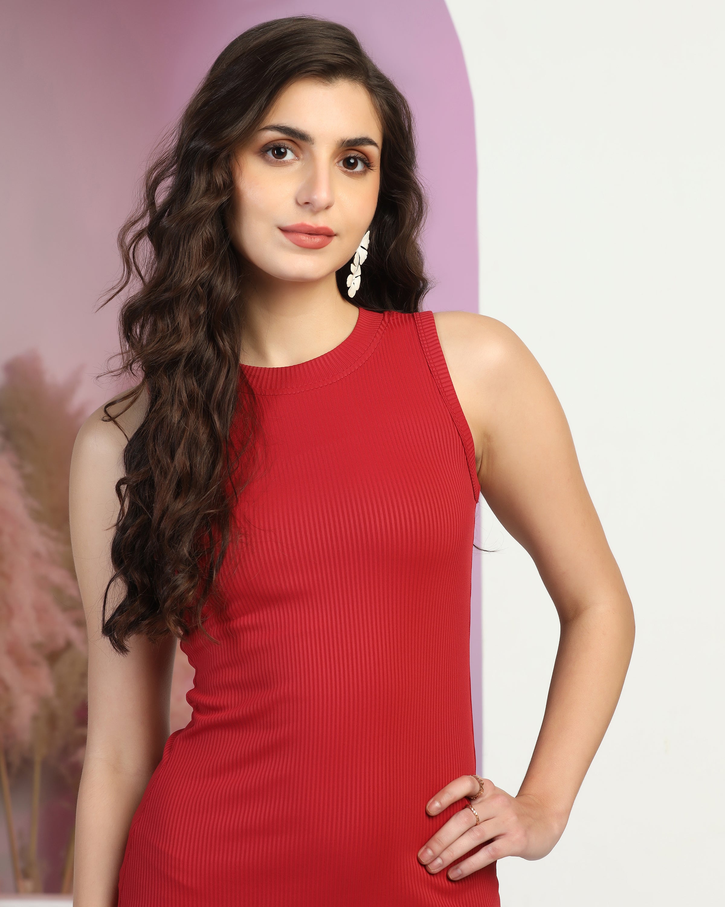 Women Round-Neck Midi Dress