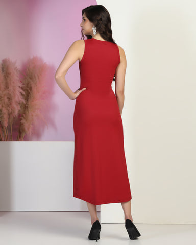 Women Round-Neck Midi Dress