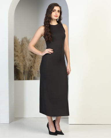 Women Round-Neck Midi Dress