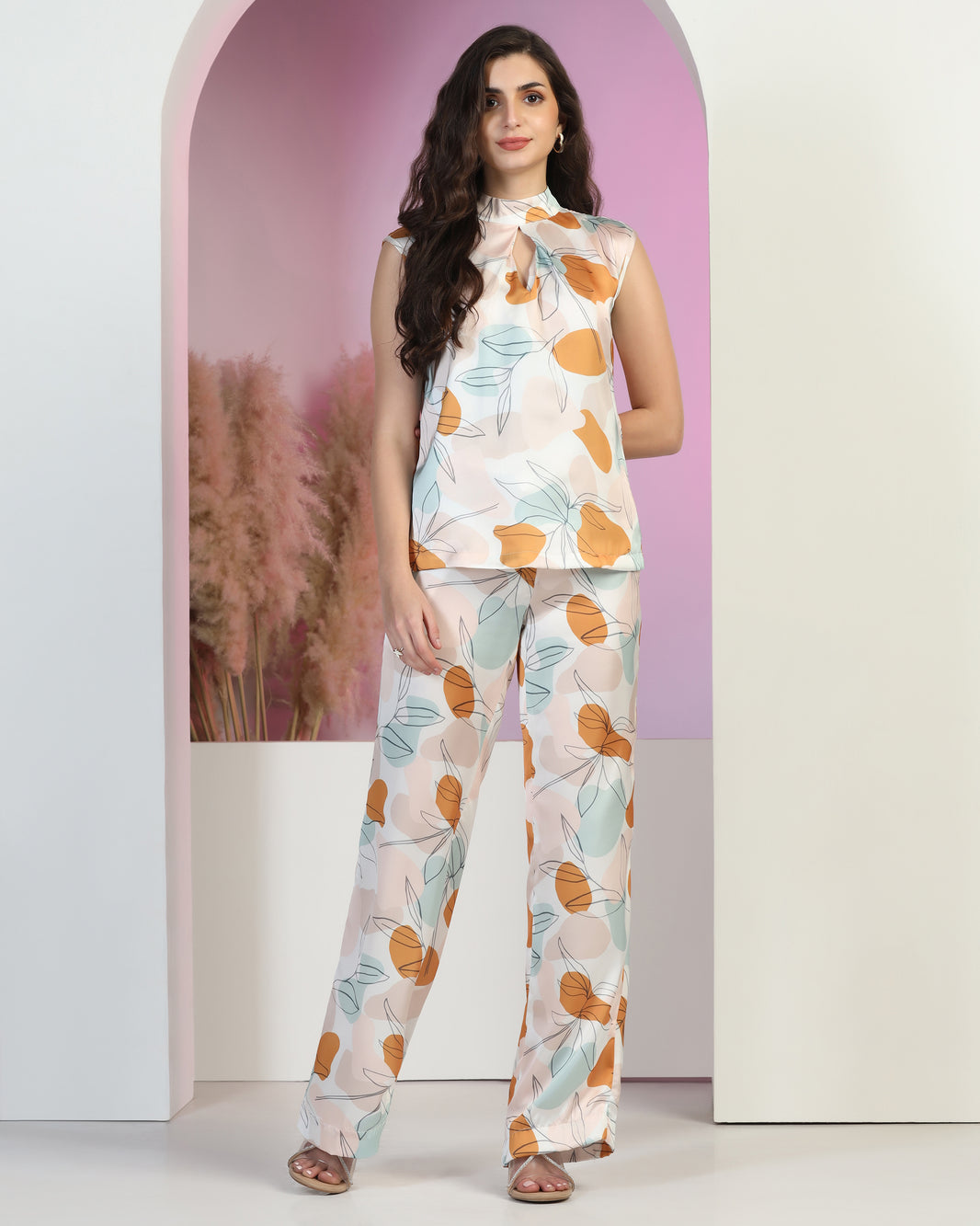 Women's Satin Ankle Length Co-Ord Set for Women