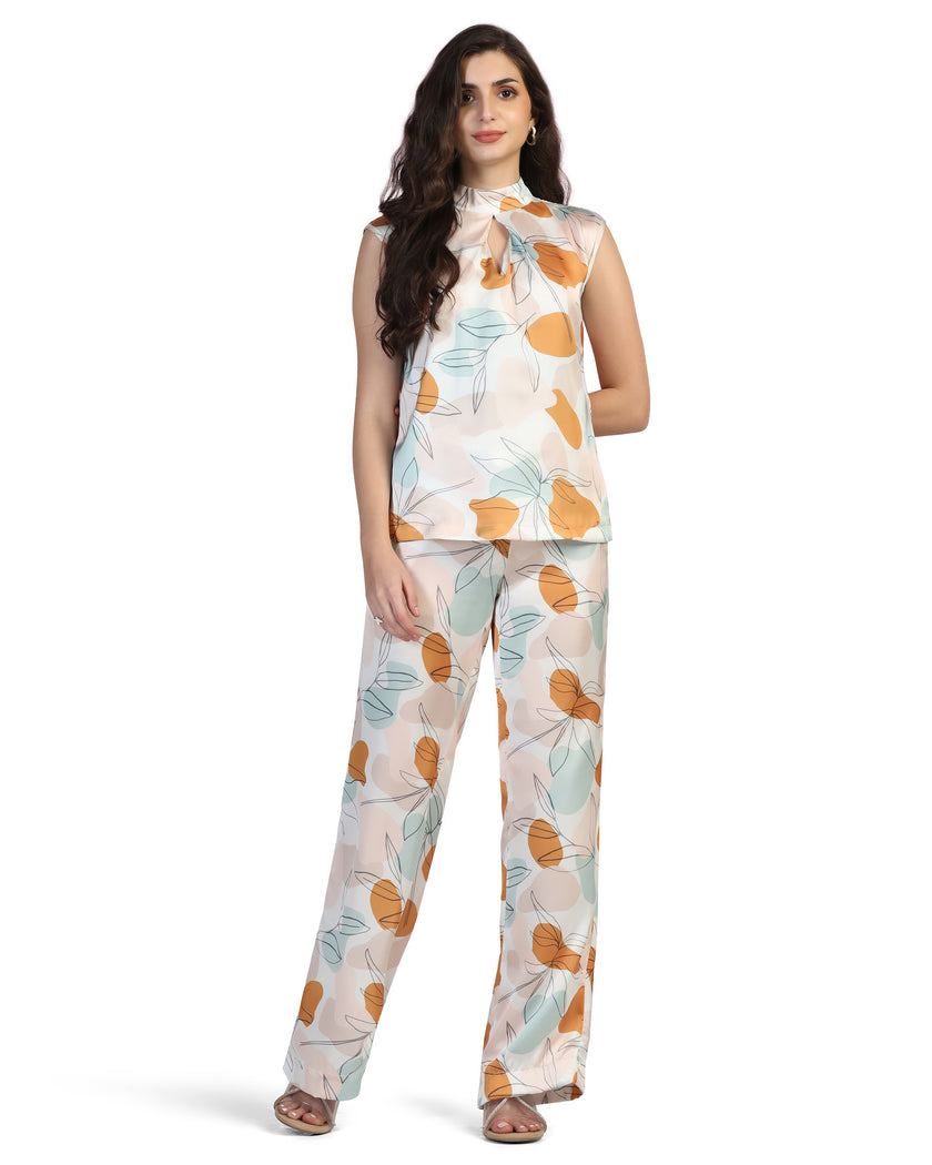 Women's Satin Ankle Length Co-Ord Set for Women
