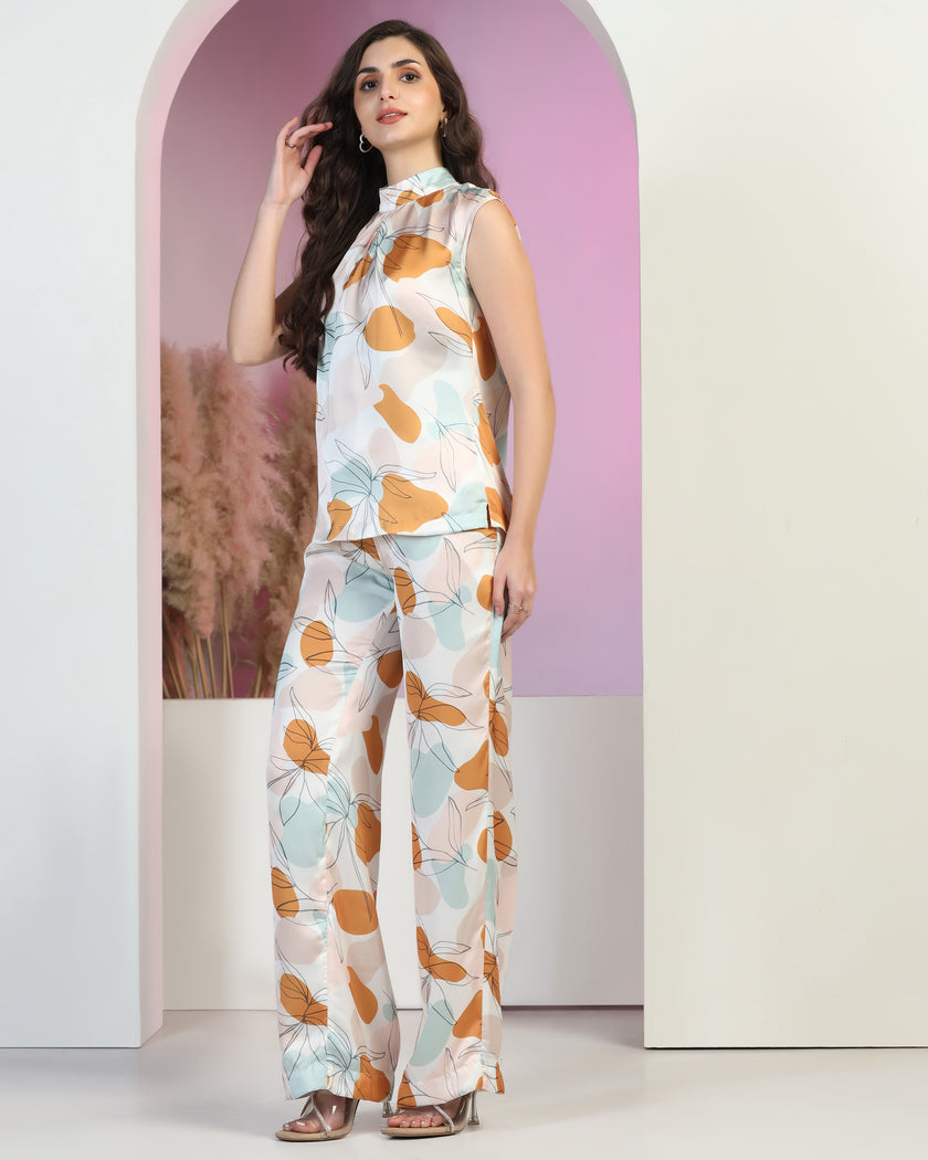 Women's Satin Ankle Length Co-Ord Set for Women