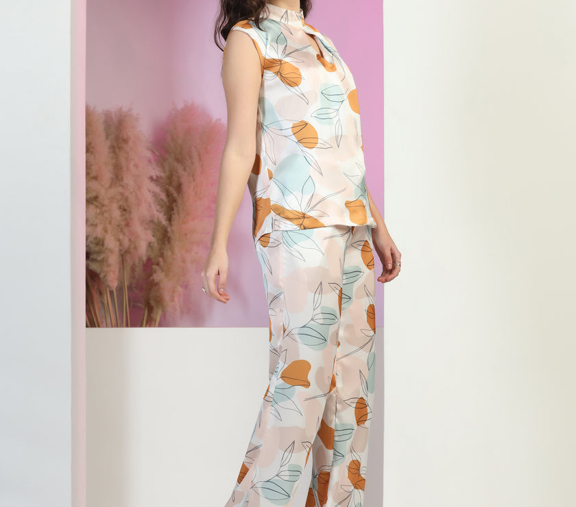 Women's Satin Ankle Length Co-Ord Set for Women