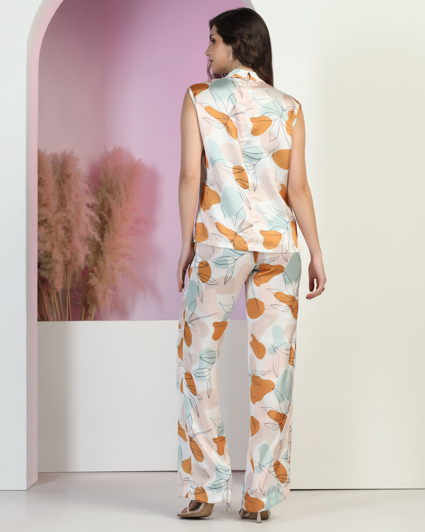 Women's Satin Ankle Length Co-Ord Set for Women