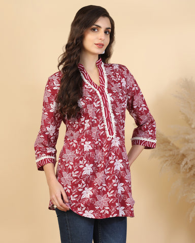 Floral Printed Cotton Top for Women