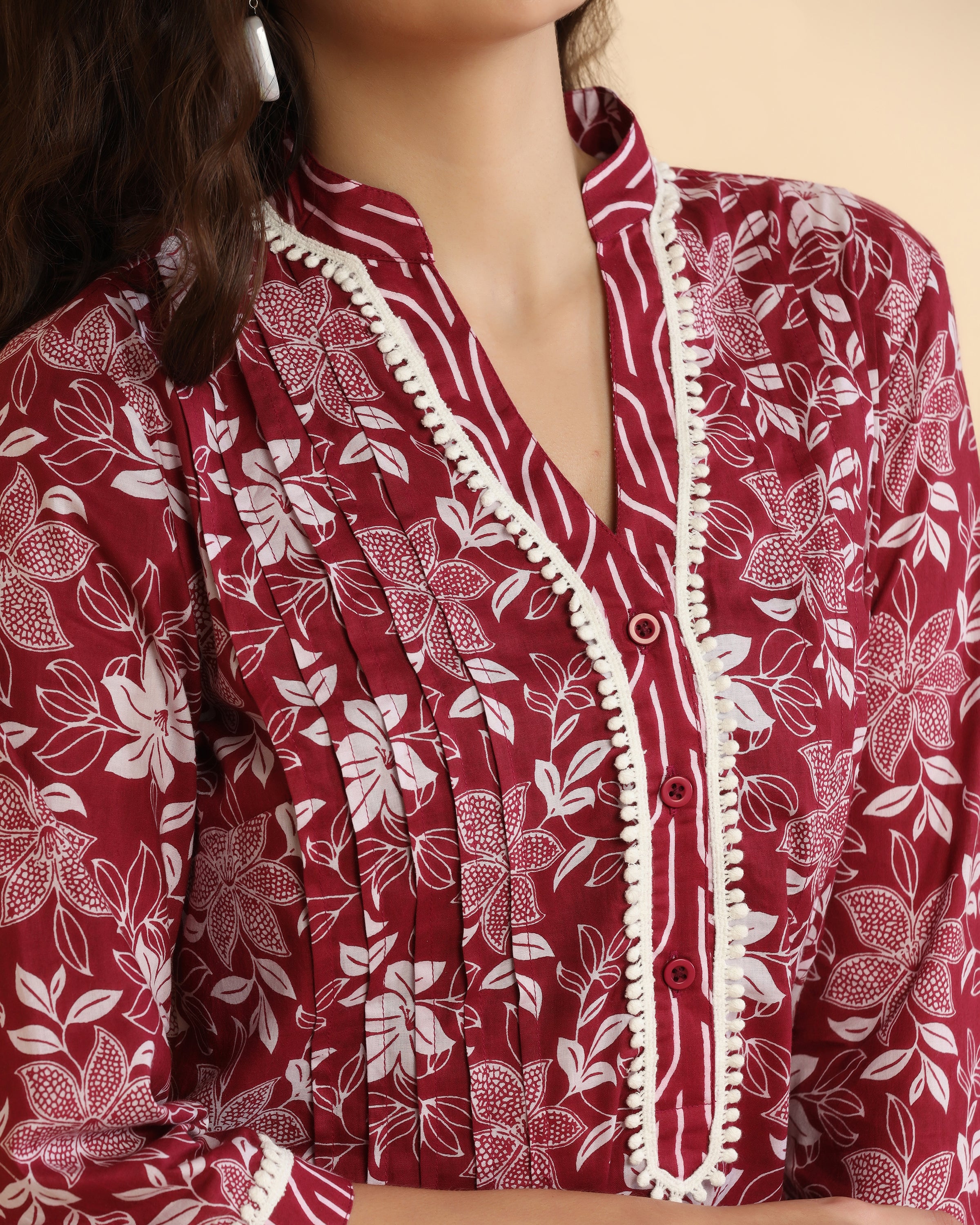 Women Floral Print Pure Cotton Straight Top