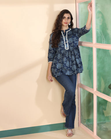 Women Floral Print Flared Tunic