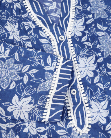 Women Floral Print Pure Cotton Straight Top