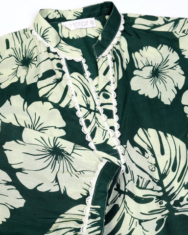 Floral Printed V Neck Pure Cotton Top With Palazzo