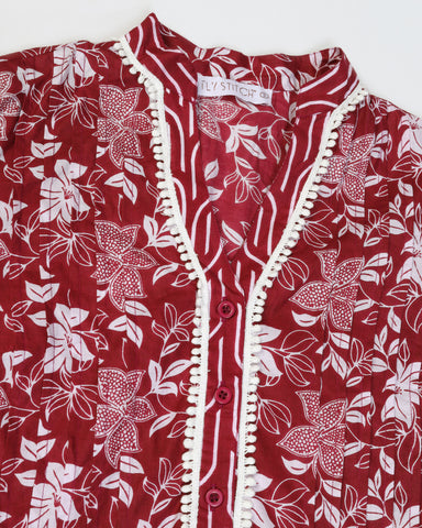 Women Floral Print Pure Cotton Straight Top