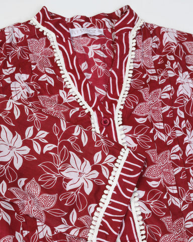 Women Floral Print Pure Cotton Straight Top